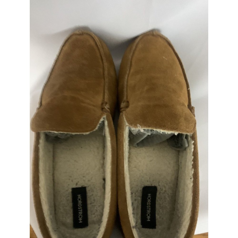 Nordstrom Men’s XL 13/14 Tan Mocassins Sherpa Lined Comfort Shoes Slippers - Picture 5 of 6